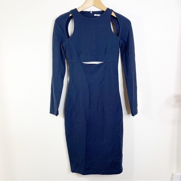 T Alexander Wang Blue Cutout Bodycon Midi Dress Size Extra Small - Picture 1 of 5